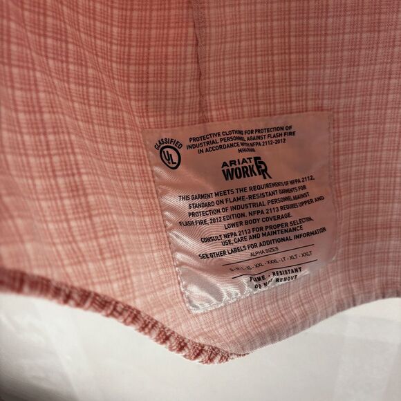 Ariat Womens Medium FR Long Sleeve Button Down Work Shirt Check Pink READ - Picture 8 of 10